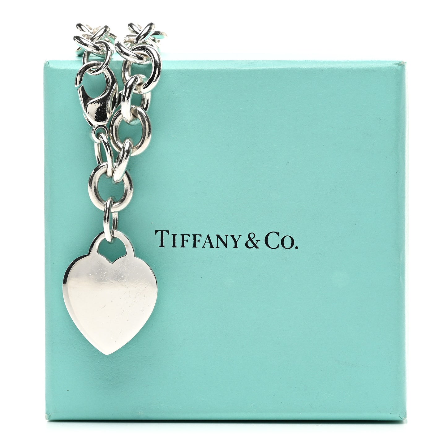 Sterling Silver Heart Tag Charm Bracelet
