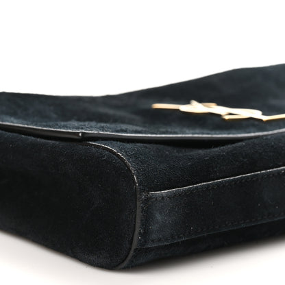 Saint Laurent Smooth Calfskin Suede Small Reversible Monogram Kate Satchel Black 13 of 18