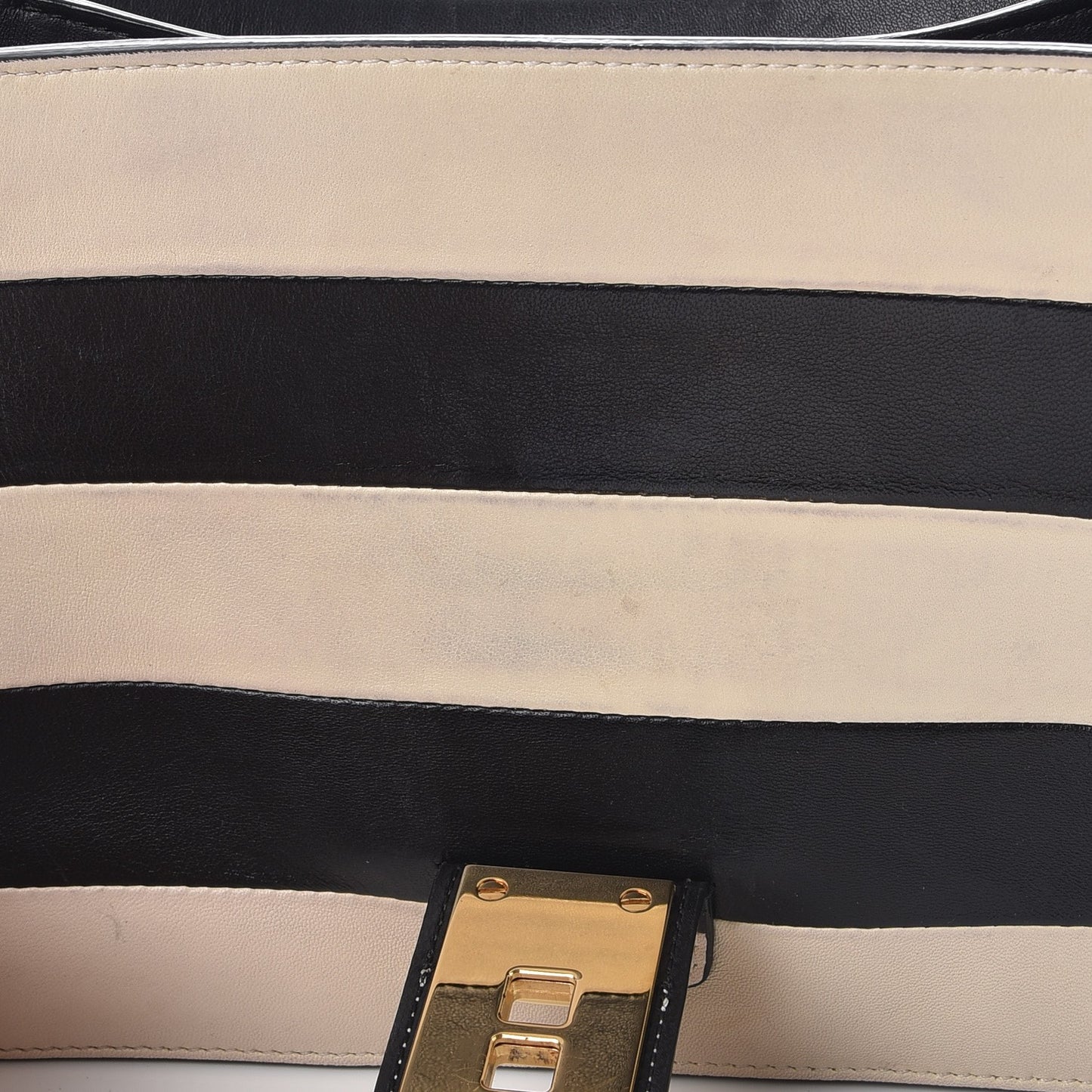 Nappa Striped B-Rockstud Flap Black Light Ivory