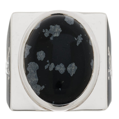 Louis Vuitton Sterling Silver Snowflake Obsidian Chevalier Ring 53 6.5 1 of 5