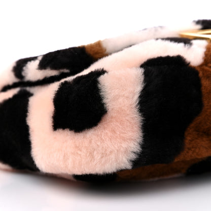 Fendi Shearling Vitello Dolce Leopard Print Large Baguette Pink Brown Multicolor 8 of 9