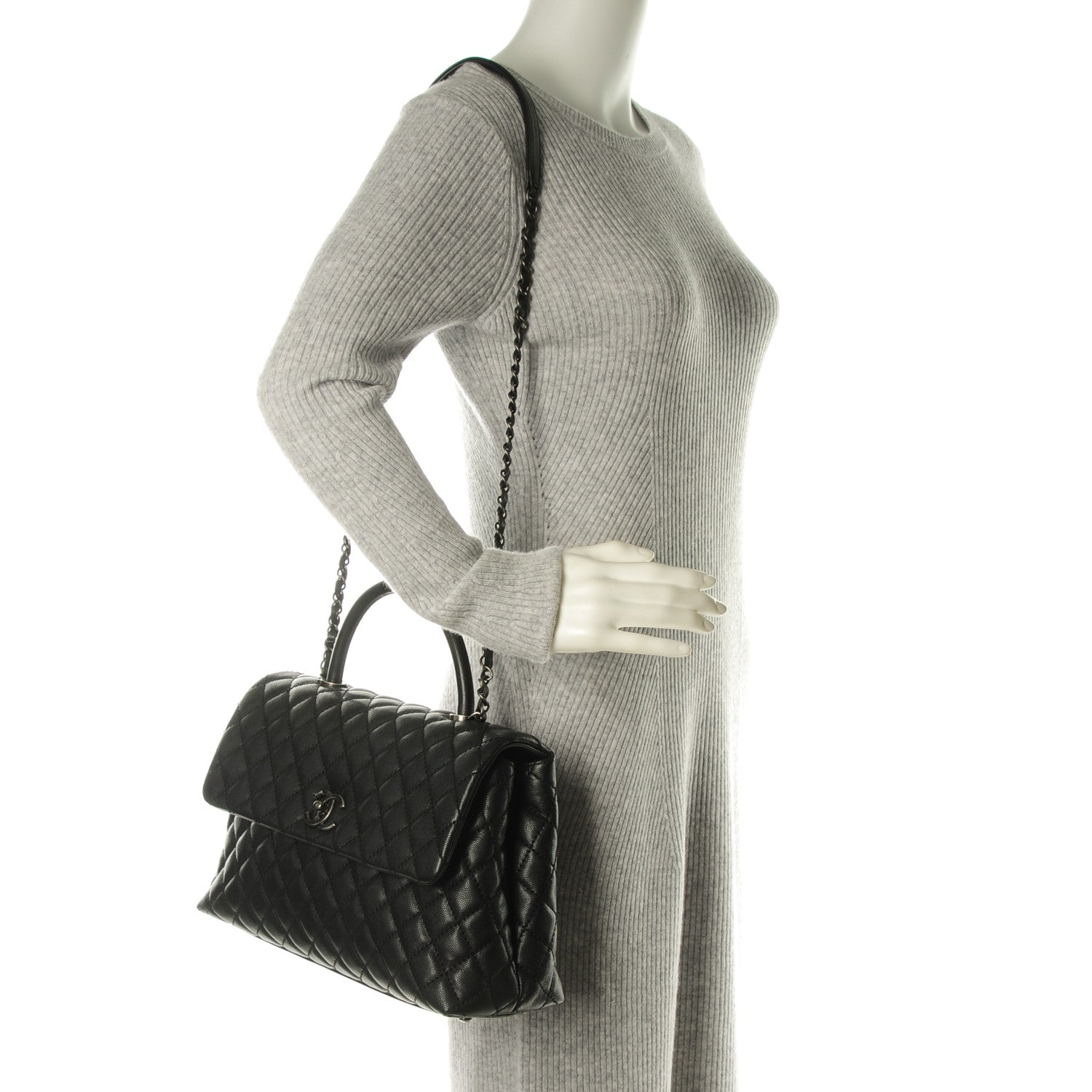 Chanel Caviar Quilted Medium Coco Handle Flap Black 2 of 7