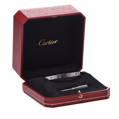 Cartier 18K White Gold Aquamarine Sapphire Spinel Amethyst LOVE Bracelet 18 7 of 7