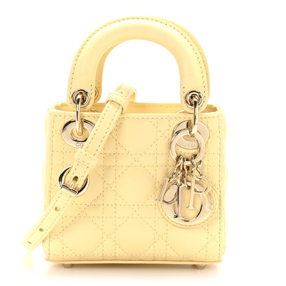 Christian Dior Lambskin Cannage Micro Lady Dior Soft Yellow 1 of 9