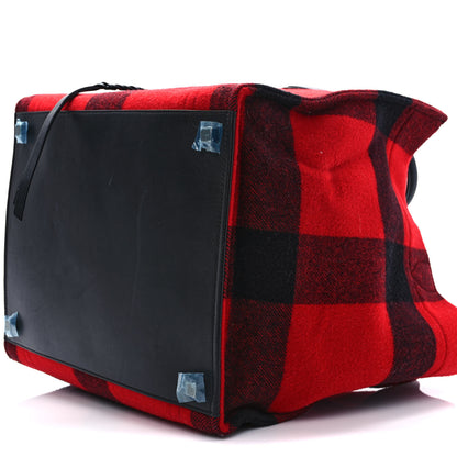 Celine Wool Tartan Medium Phantom Luggage Red 8 of 9