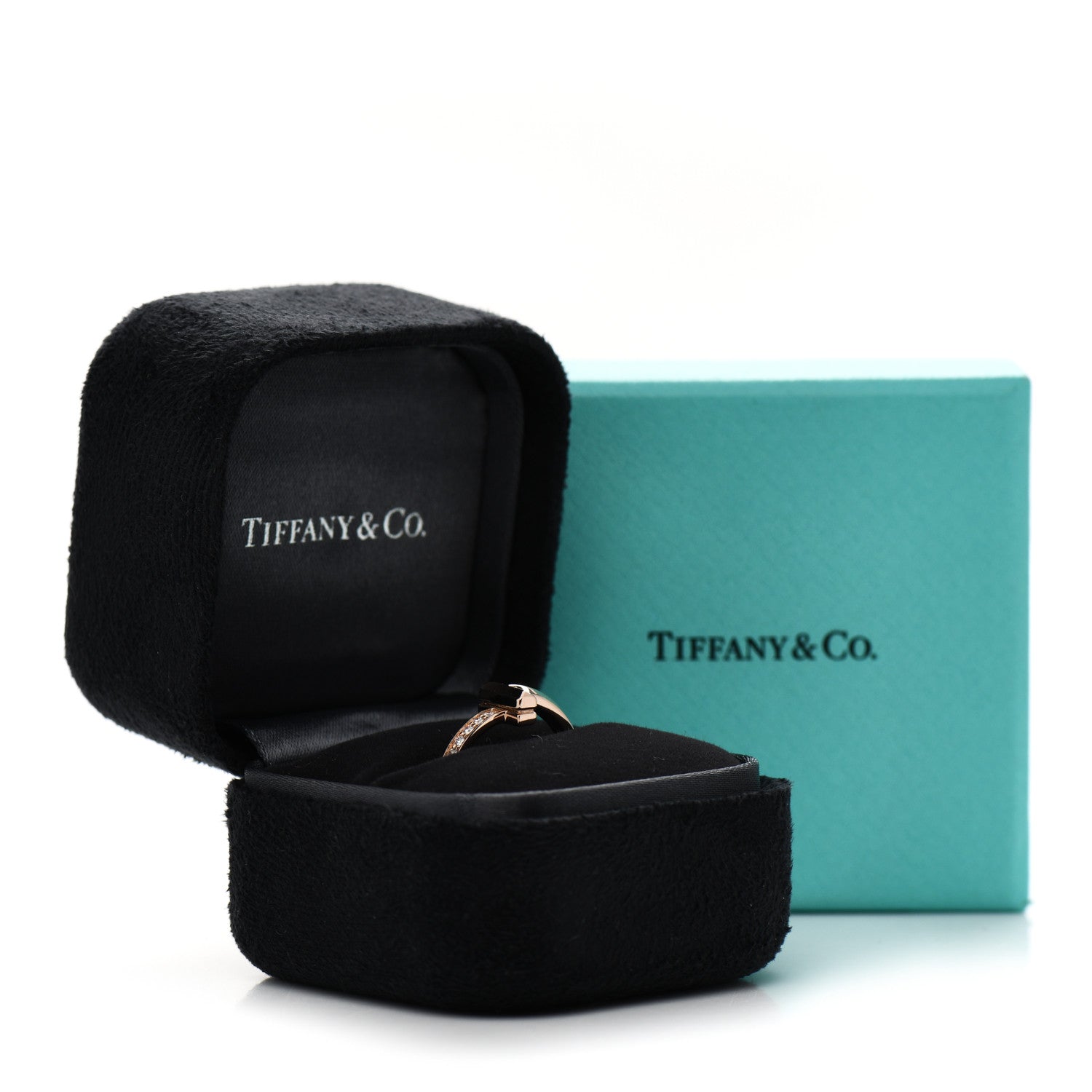 Tiffany 18K Rose Gold Diamond T T1 Ring 46 3.75 5 of 5