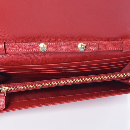 Prada Saffiano Metal Oro Chain Wallet Fuoco 5 of 8