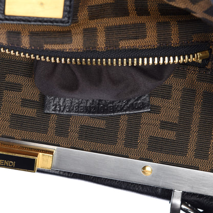 Fendi Goatskin Zucca Large Peekaboo Iconic Satchel Black Tobacco 9 of 12