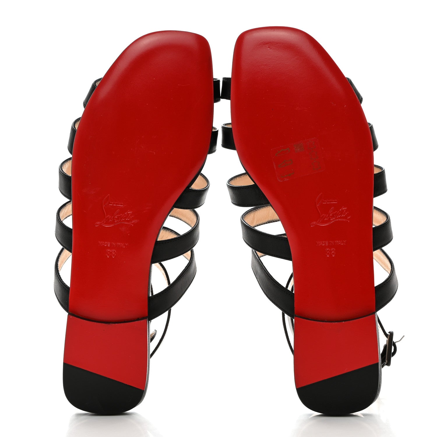 Christian Louboutin Calfskin Neronna Cage Flat Sandals 38 Black 5 of 7