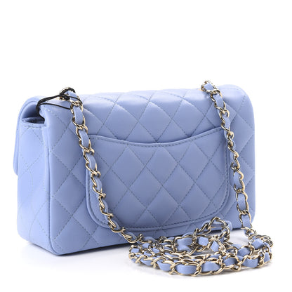 Chanel Lambskin Quilted Mini Rectangular Flap Light Blue 3 of 11