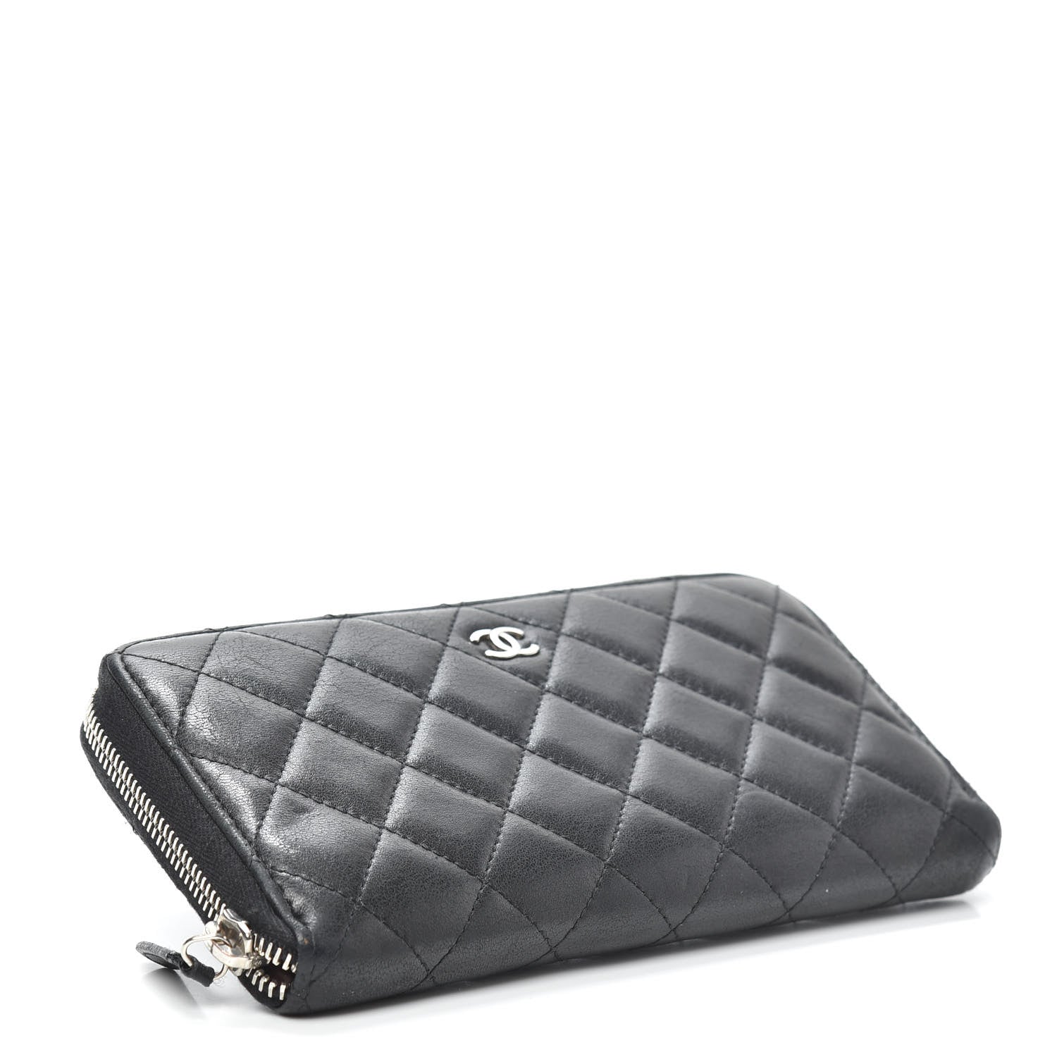 Chanel Lambskin Quilted Large Gusset Zip Around Wallet Black 4 of 8