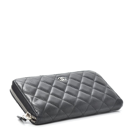 Chanel Lambskin Quilted Large Gusset Zip Around Wallet Black 4 of 8