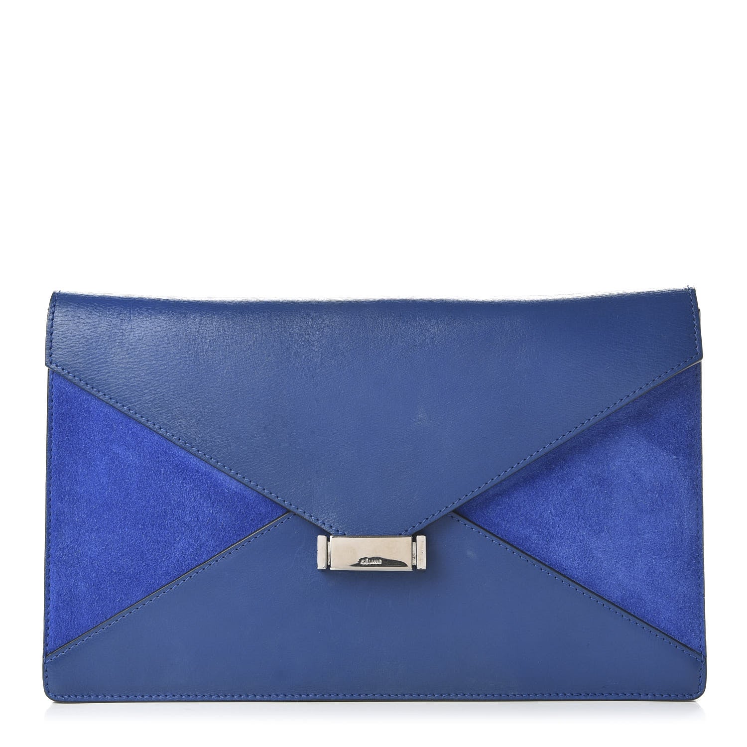 Celine Box Calfskin Suede Diamond Clutch Electric Blue 1 of 11
