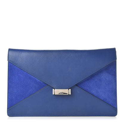 Celine Box Calfskin Suede Diamond Clutch Electric Blue 1 of 11