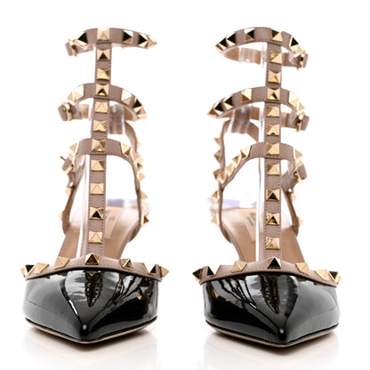 Valentino Garavani Patent Nappa Rockstud Ankle Strap 65mm Pumps 37 Black Poudre 2 of 11
