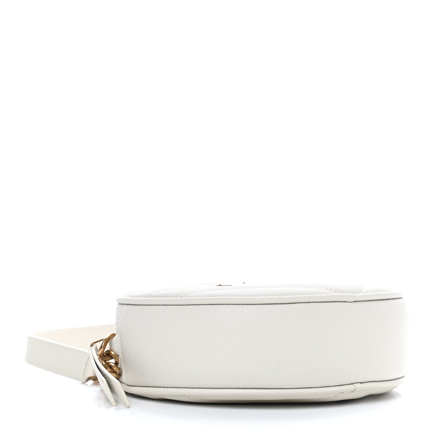 Saint Laurent Grain De Poudre Matelasse Chevron Quilted Round Vinyle Camera Bag Crema Soft 4 of 8