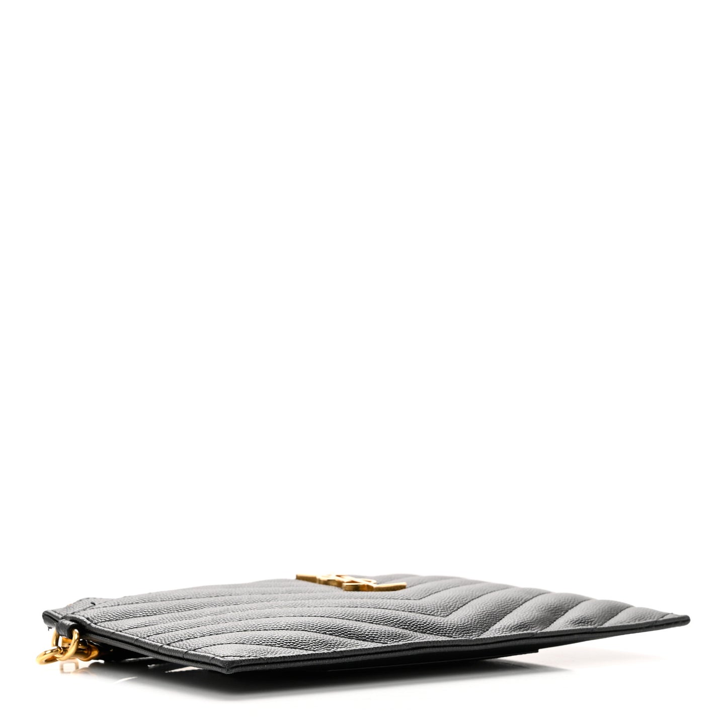 Grain De Poudre Chevron Monogram Large Bill Pouch Black