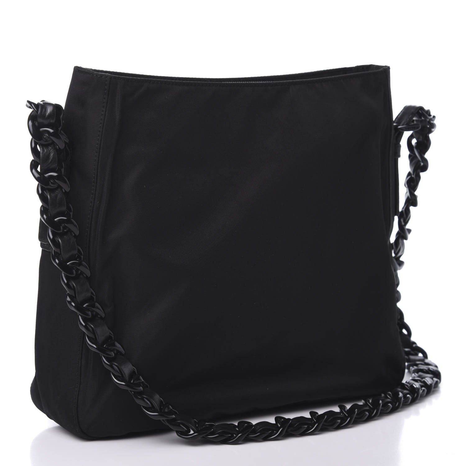 Prada Tessuto Nylon Chain Shoulder Bag Black 2 of 8