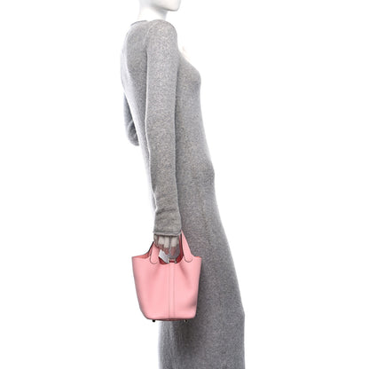Hermes Taurillon Clemence Picotin Lock 18 PM Rose Sakura 2 of 11