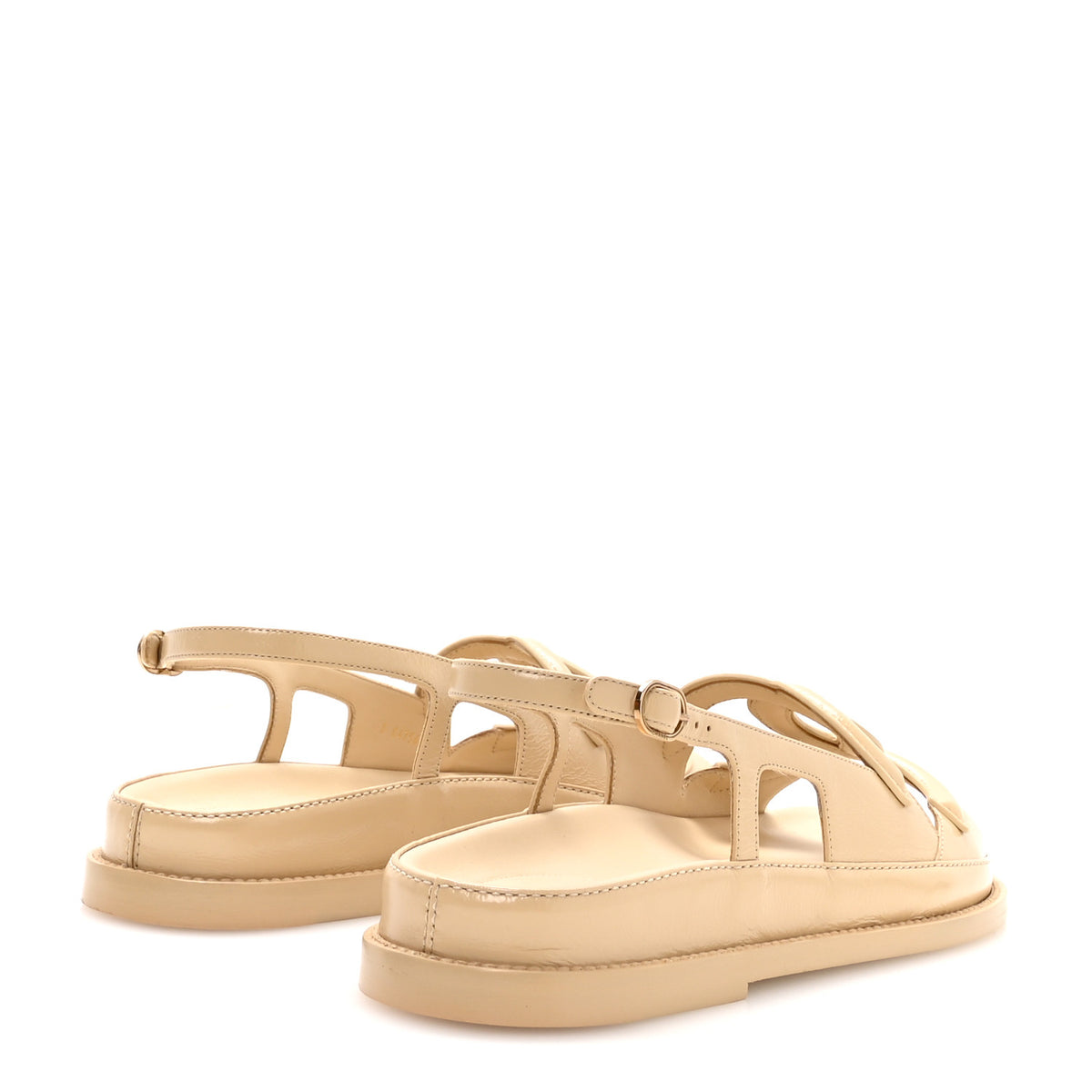 Chanel Crumpled Shiny Lambskin CC Cut Out Dad Sandals 39 Beige 5 of 9