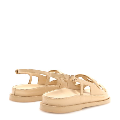 Chanel Crumpled Shiny Lambskin CC Cut Out Dad Sandals 39 Beige 5 of 9