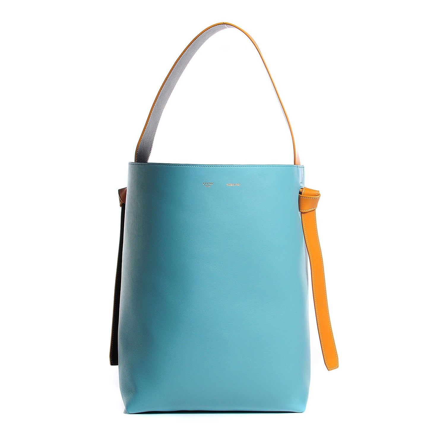 Shiny Smooth Calfskin Small Bi-Color Twisted Cabas Antarctic Brick