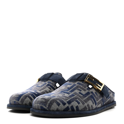 Fendi Velvet FF Fendi Feel Mules 38 Grigio Blue Midnight Blue 4 of 10