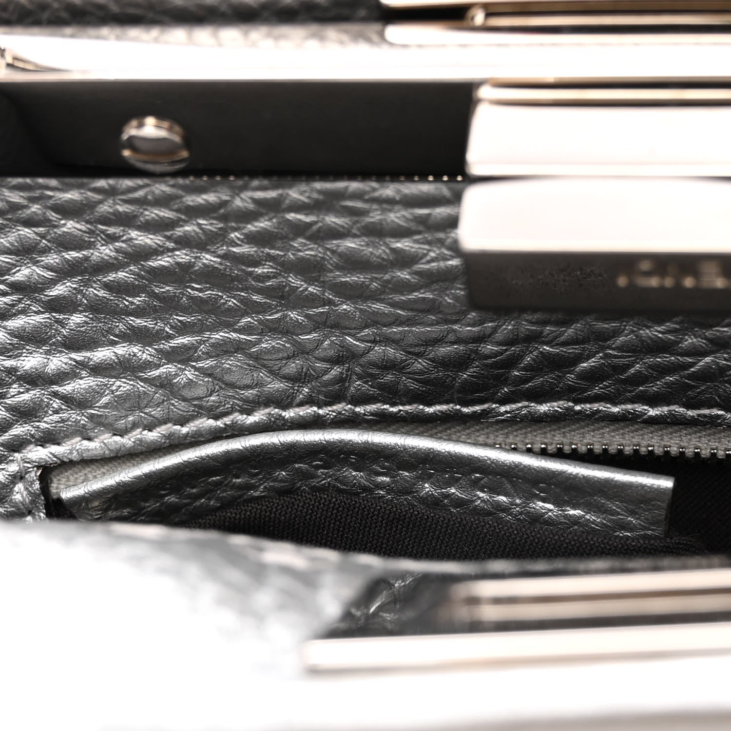 Fendi Cuoio Romano Lux Selleria Mini Peekaboo Iconic Satchel Argento 8 of 11