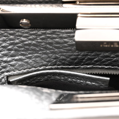 Fendi Cuoio Romano Lux Selleria Mini Peekaboo Iconic Satchel Argento 8 of 11