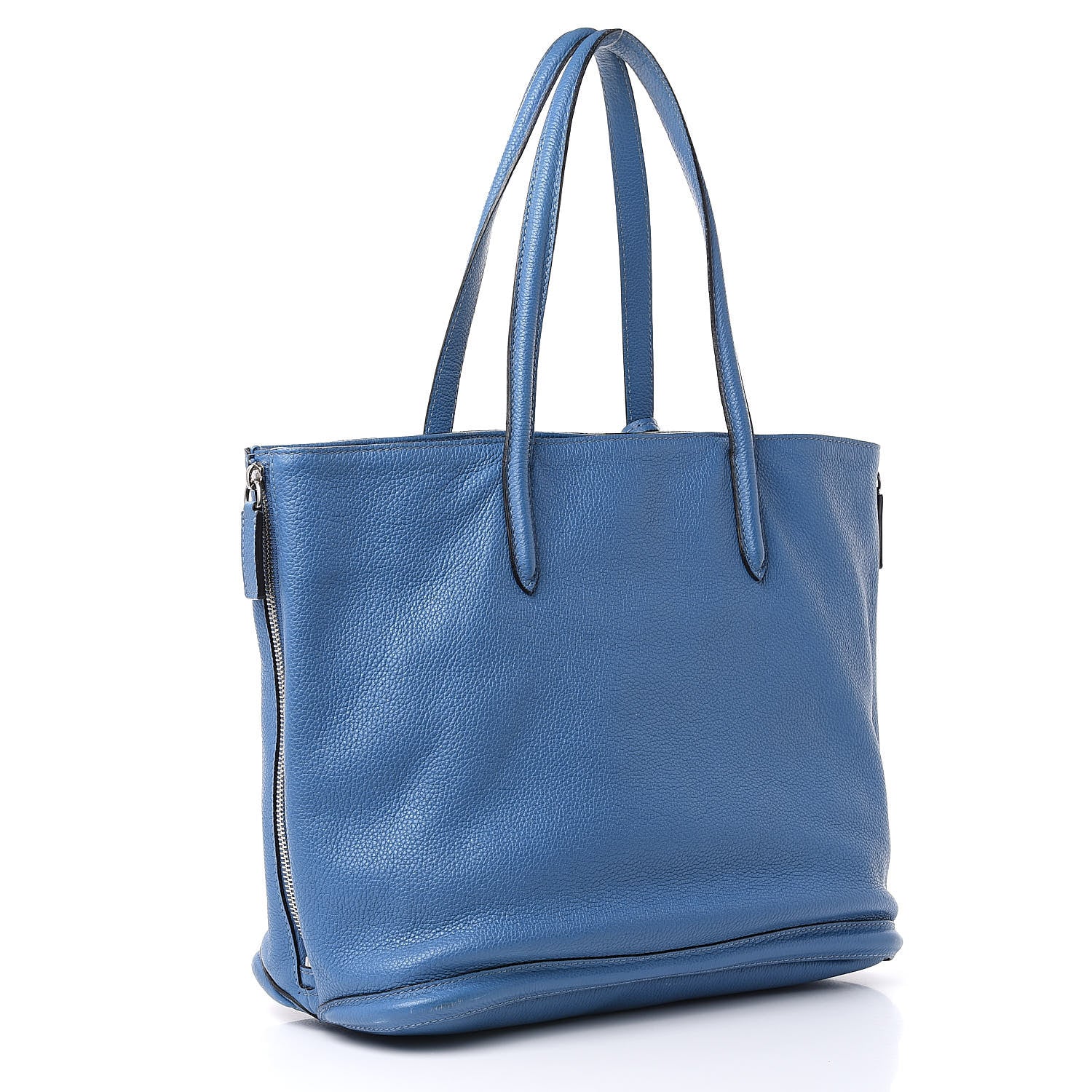 Alexander McQueen Pebbled Calfskin Skull Padlock Tote Blue 3 of 18