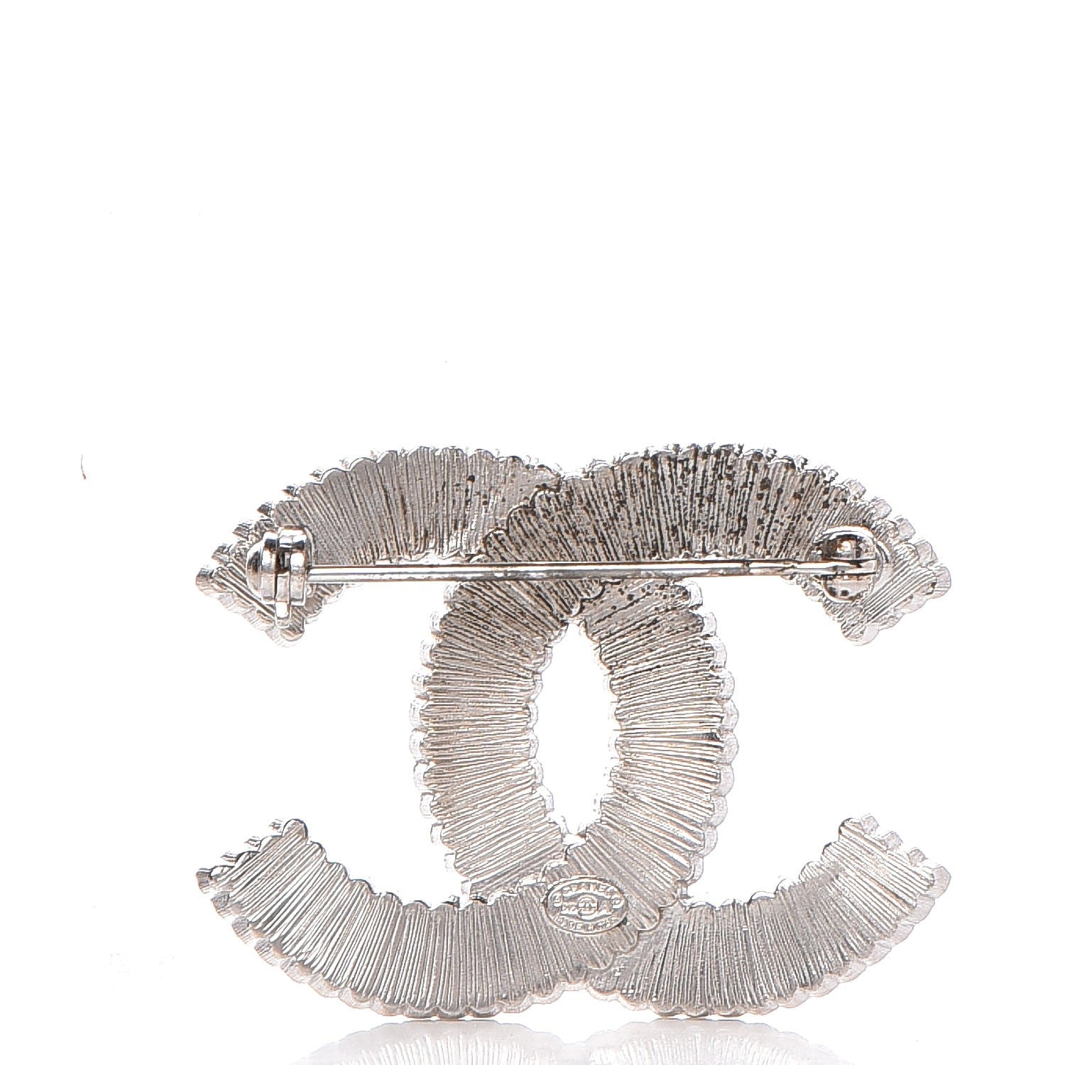 Chanel Crystal Glass CC Brooch Silver 3 of 4