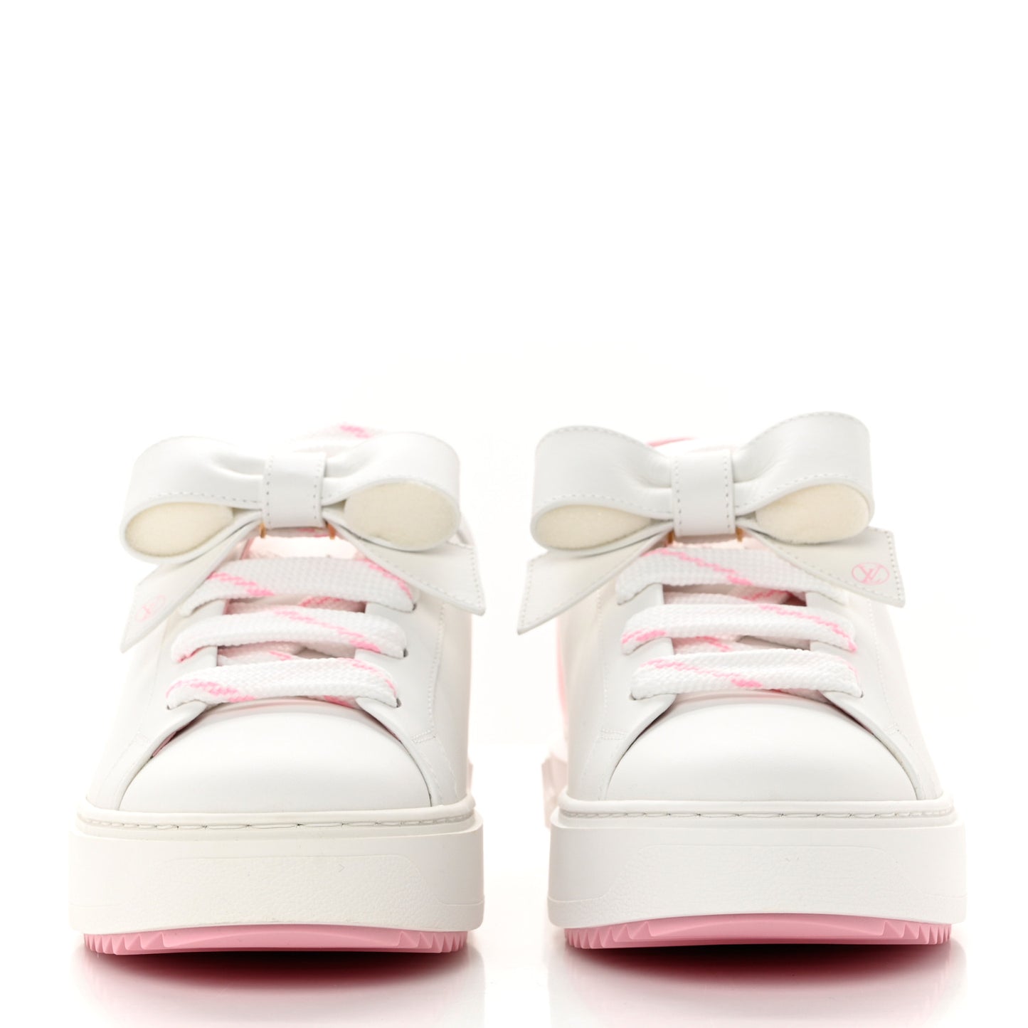 Calfskin Time Out Bow Sneakers 40 White Pink