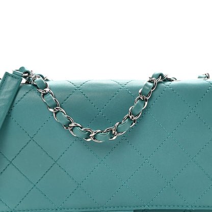 Chanel Calfskin Stitched Double Flap Bag Turquoise 8 of 10