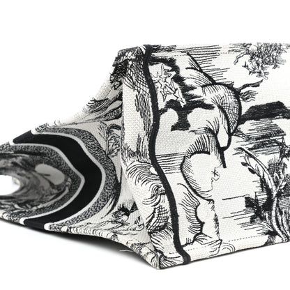 Christian Dior Canvas Embroidered Toile De Jouy Book Tote White Black 8 of 11