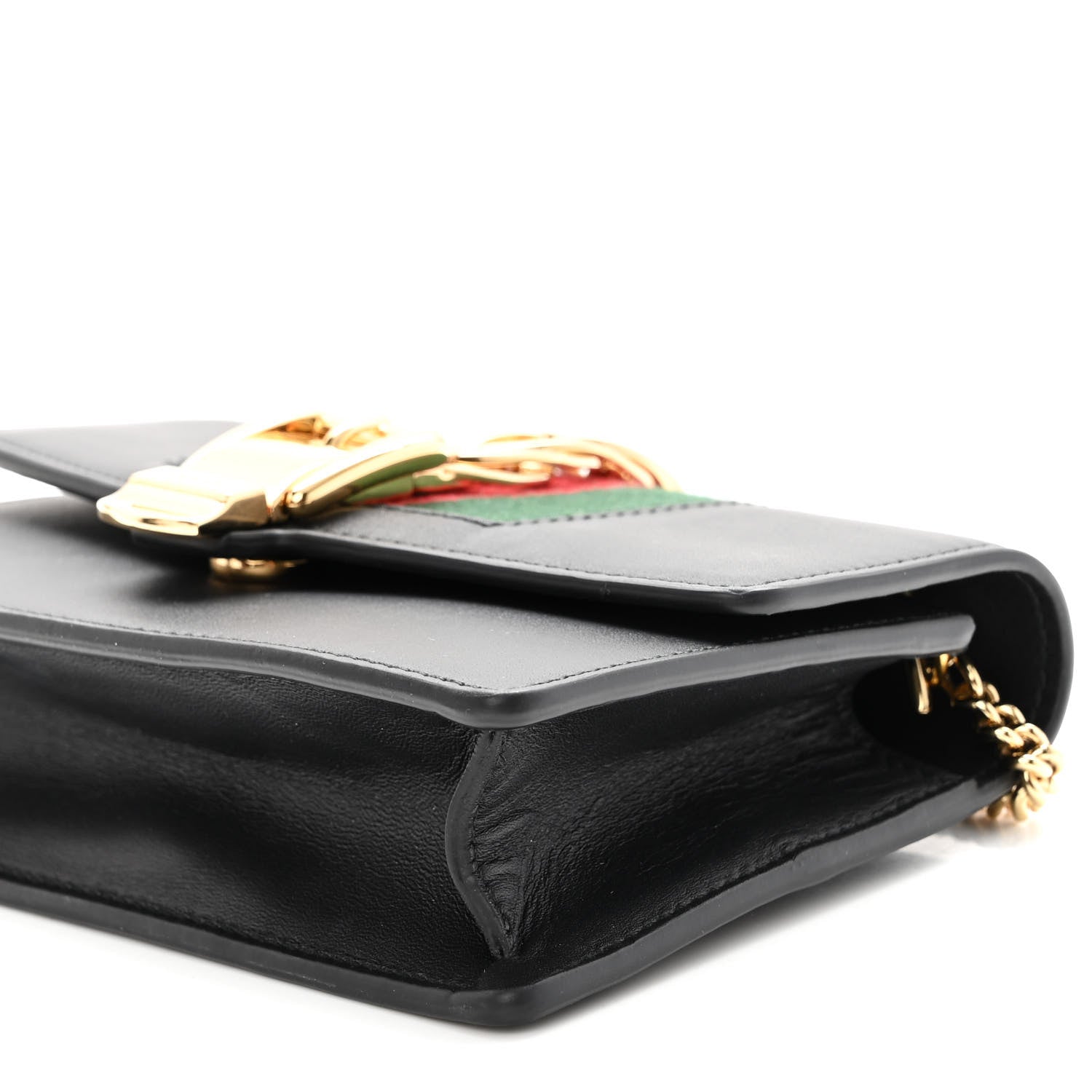 Gucci Calfskin Super Mini Sylvie Chain Shoulder Bag Black 10 of 10