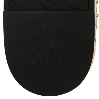 Chanel Lambskin Chain CC Thong Espadrille Sandals 41 Black 6 of 9