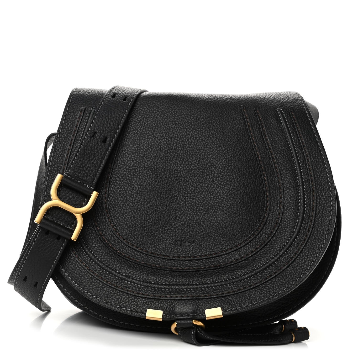 Chloe Calfskin Medium Marcie Round Crossbody Bag Black 1 of 4