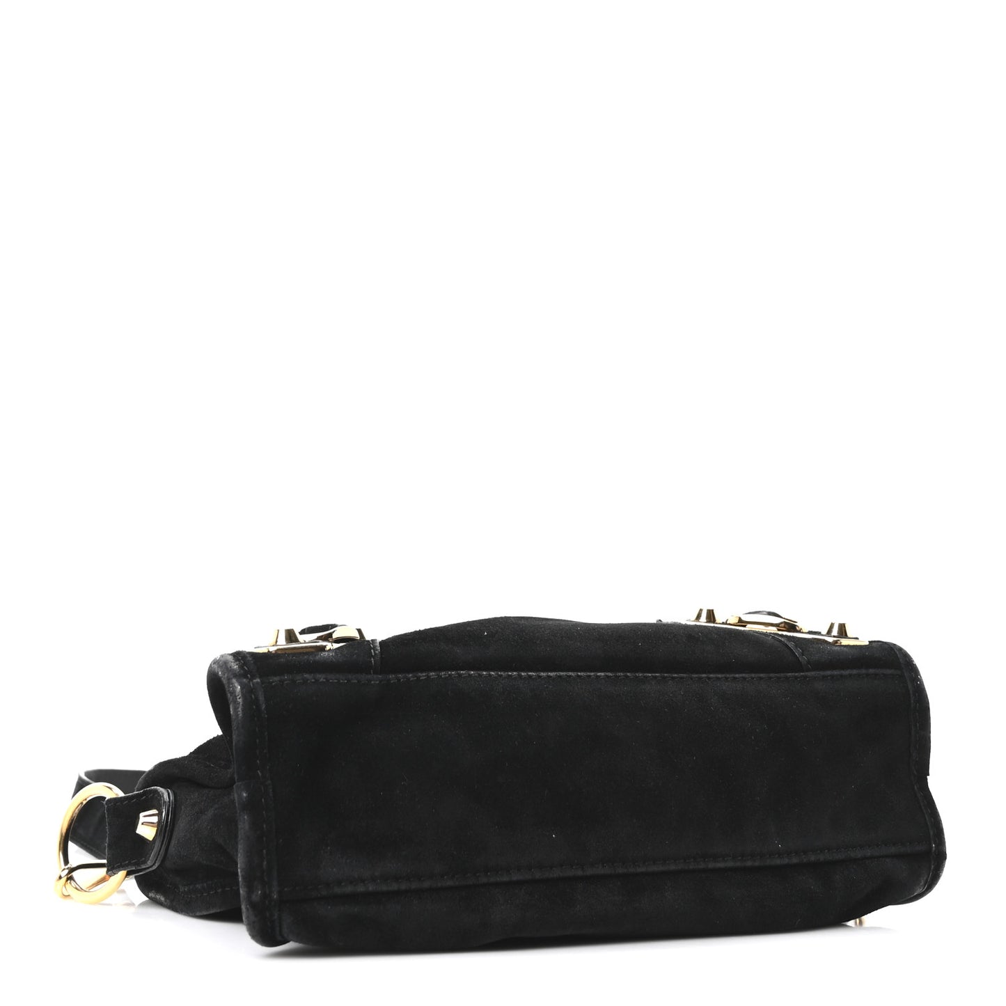 Baby Daim Suede Gold Metallic Edge Hardware Mini City Black
