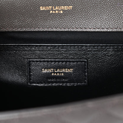 Saint Laurent Grain De Poudre Textured Mixed Matelasse Medium Triquilt Monogram Satchel Earth 6 of 8