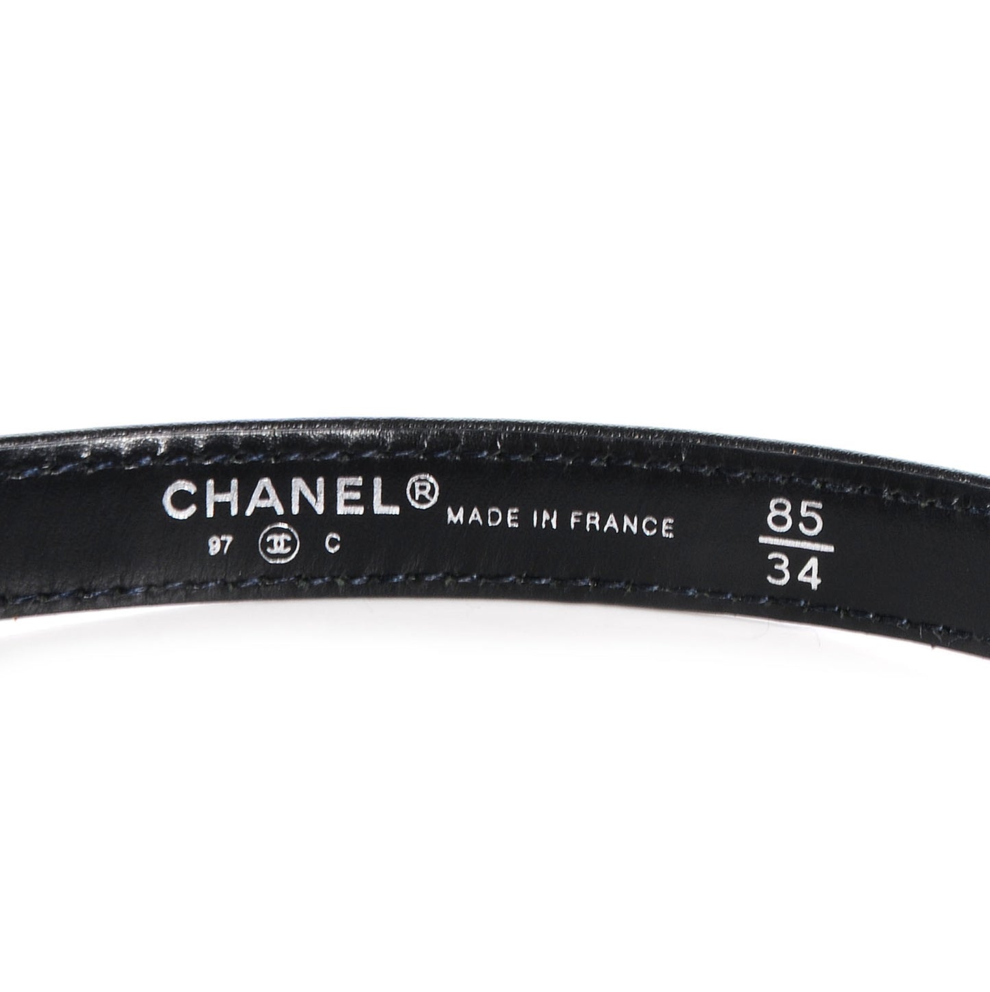 Lambskin CC Logo Skinny Belt 85 34 Black