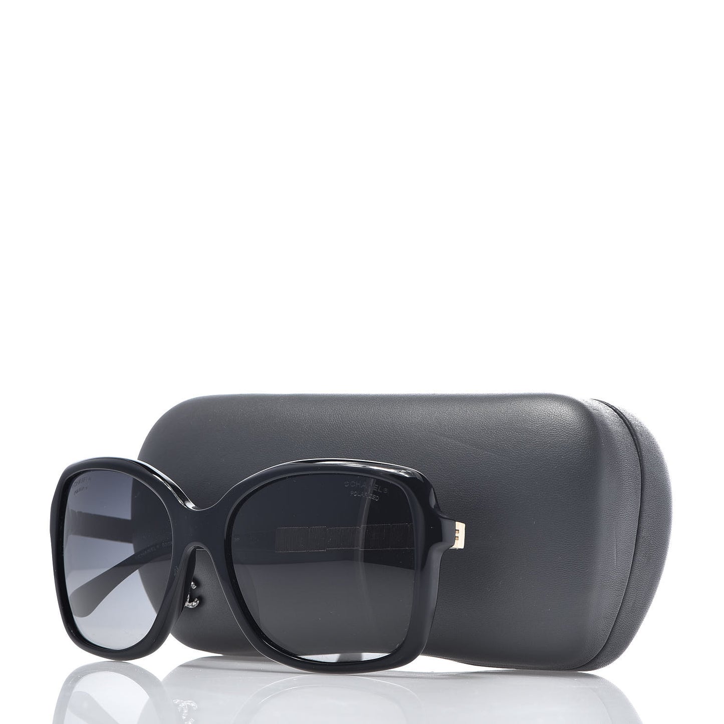 Crystal Baguette Polarized Square Sunglasses 5308-B Black