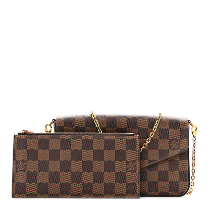 Louis Vuitton Damier Ebene Pochette Felicie Chain Wallet 3 of 16