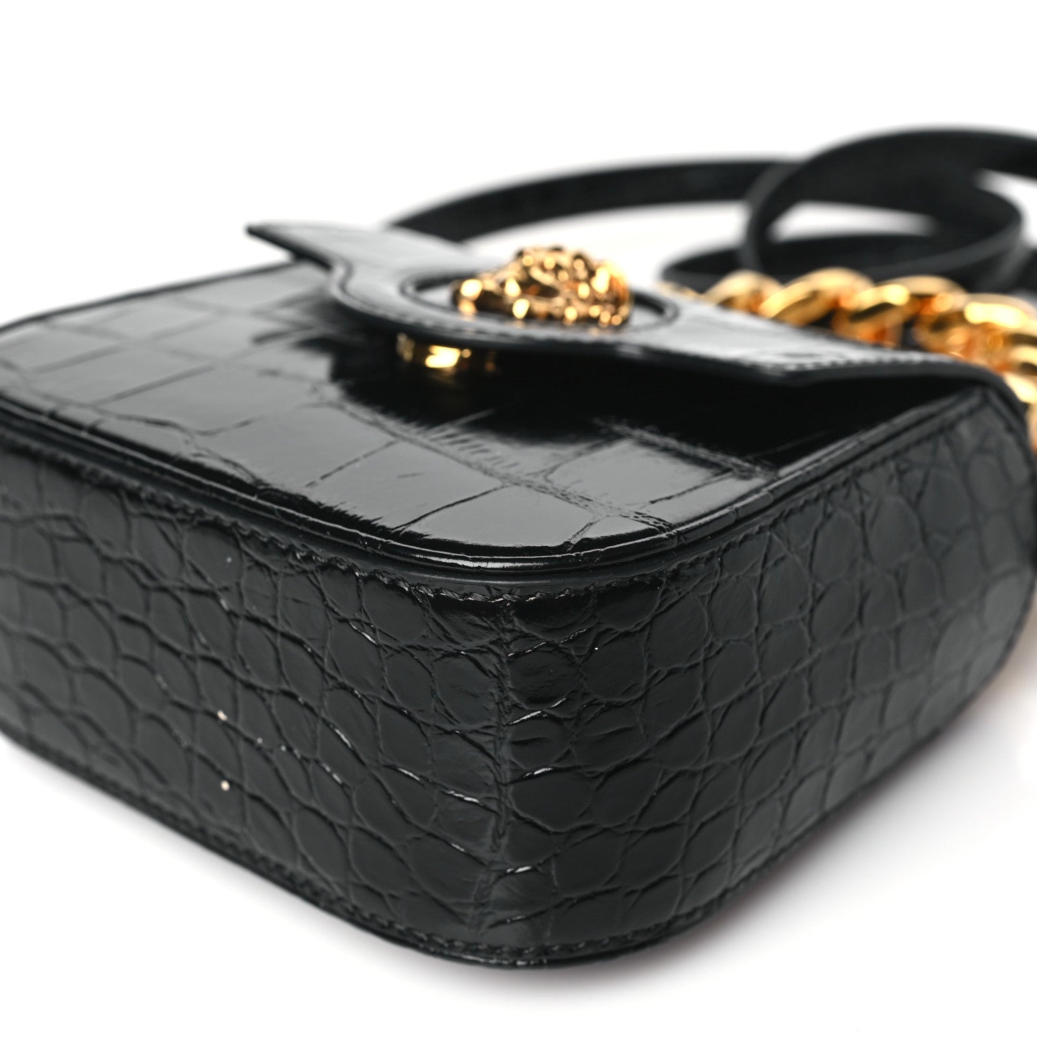 Versace Patent Crocodile Embossed Mini La Medusa Bag Black 9 of 9