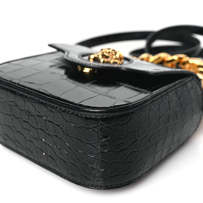 Versace Patent Crocodile Embossed Mini La Medusa Bag Black 9 of 9