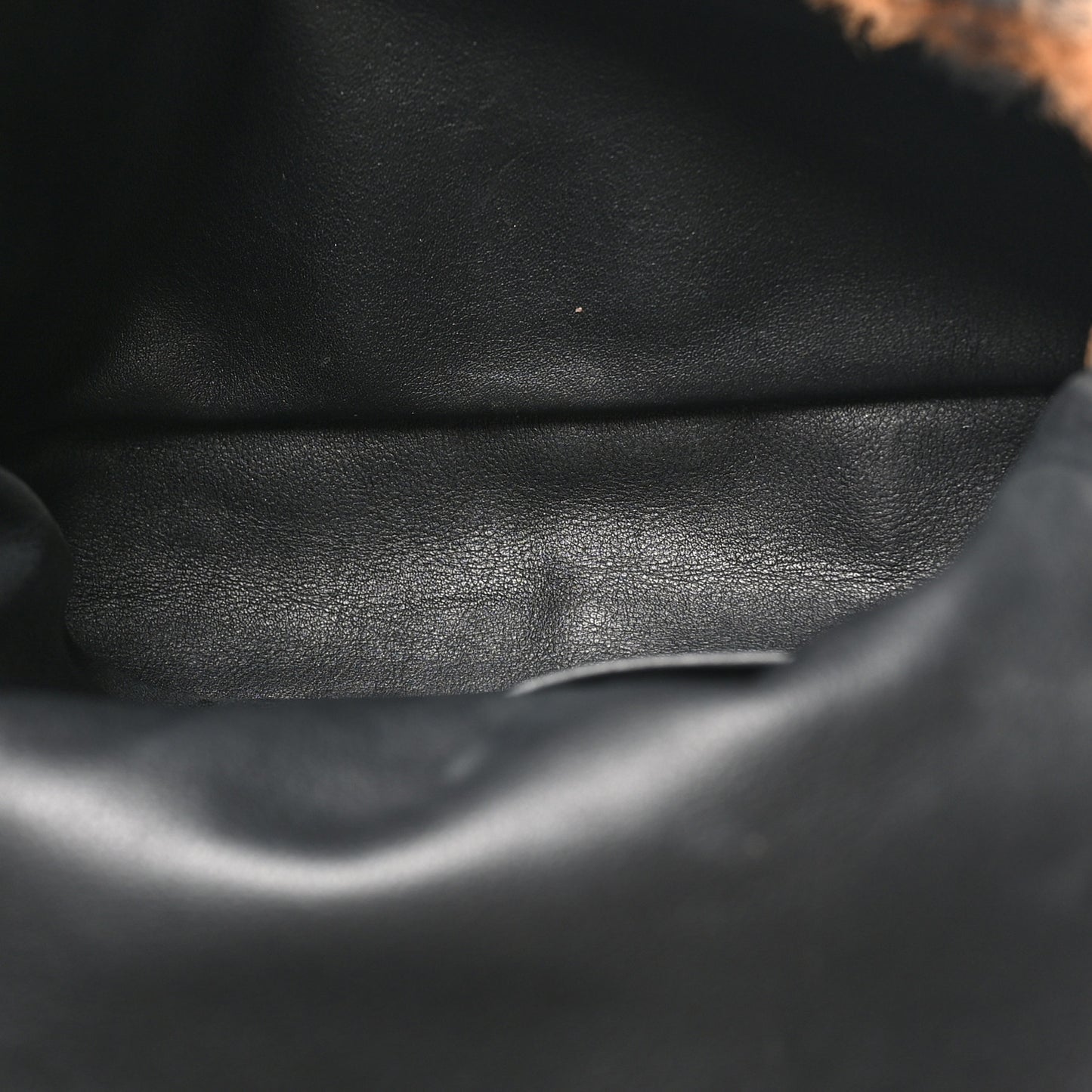 Shearling Vitello Dolce Macro FF 1974 Mini Baguette Tobacco Black