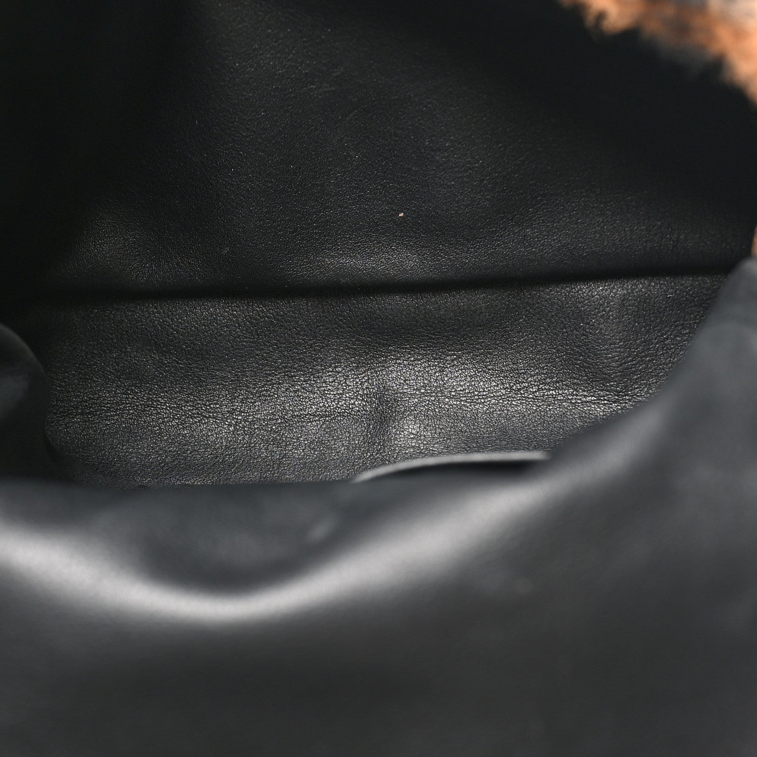 Fendi Shearling Vitello Dolce Macro FF 1974 Mini Baguette Tobacco Black 5 of 10