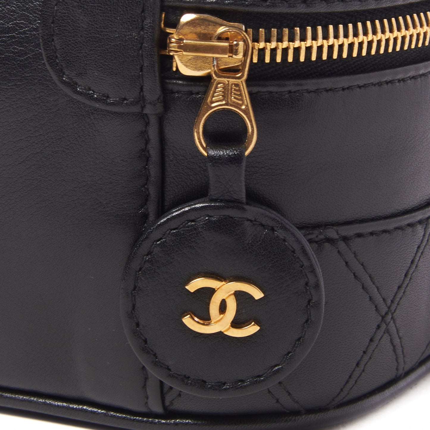 Lambskin Vanity Cosmetic Case Black