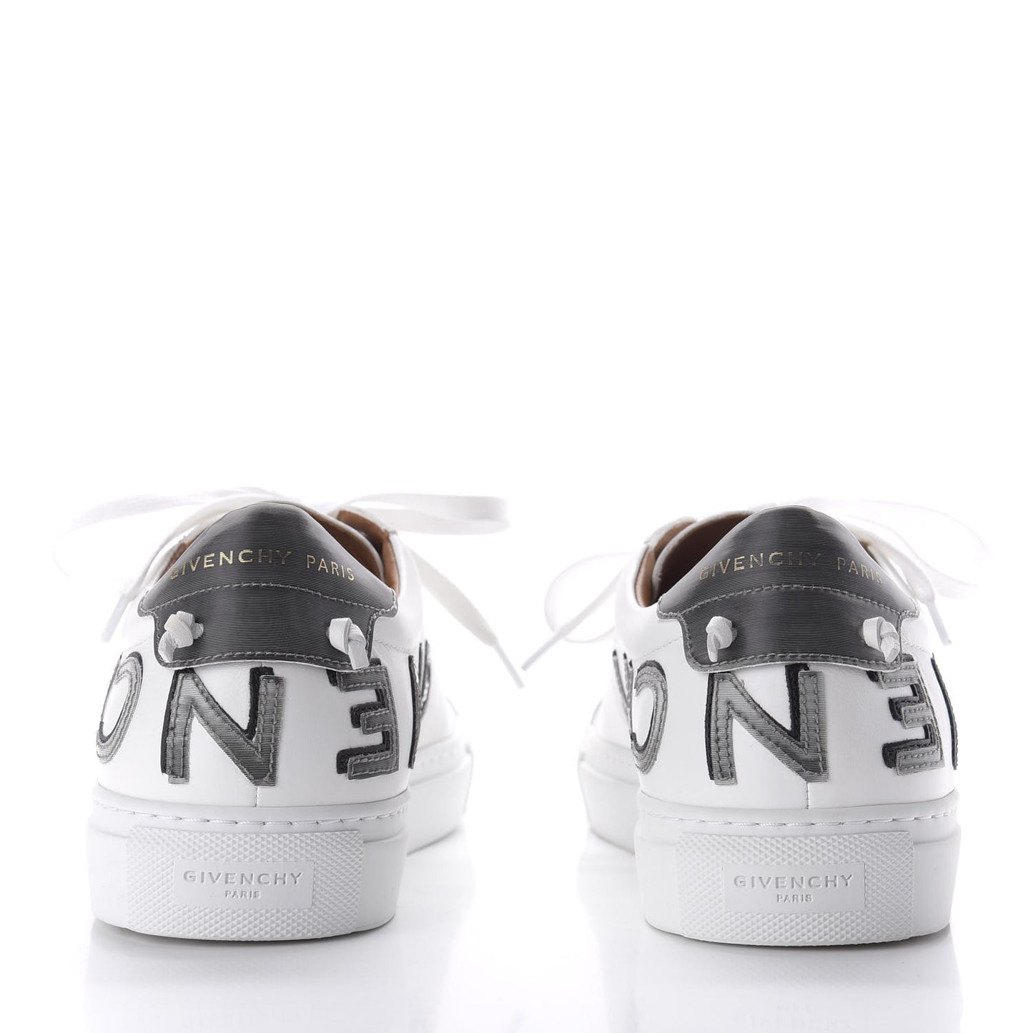 Calfskin Reverse Logo Urban Street Sneakers 40 White Grey