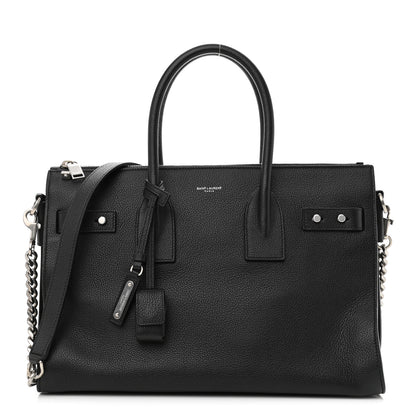 Saint Laurent Grained Calfskin Sac De Jour Souple Duffle 36H Asphalt Black 1 of 10