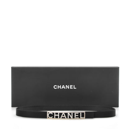 Chanel Grosgrain Lambskin Crystal Baguette Logo Belt 85 34 Black 10 of 10